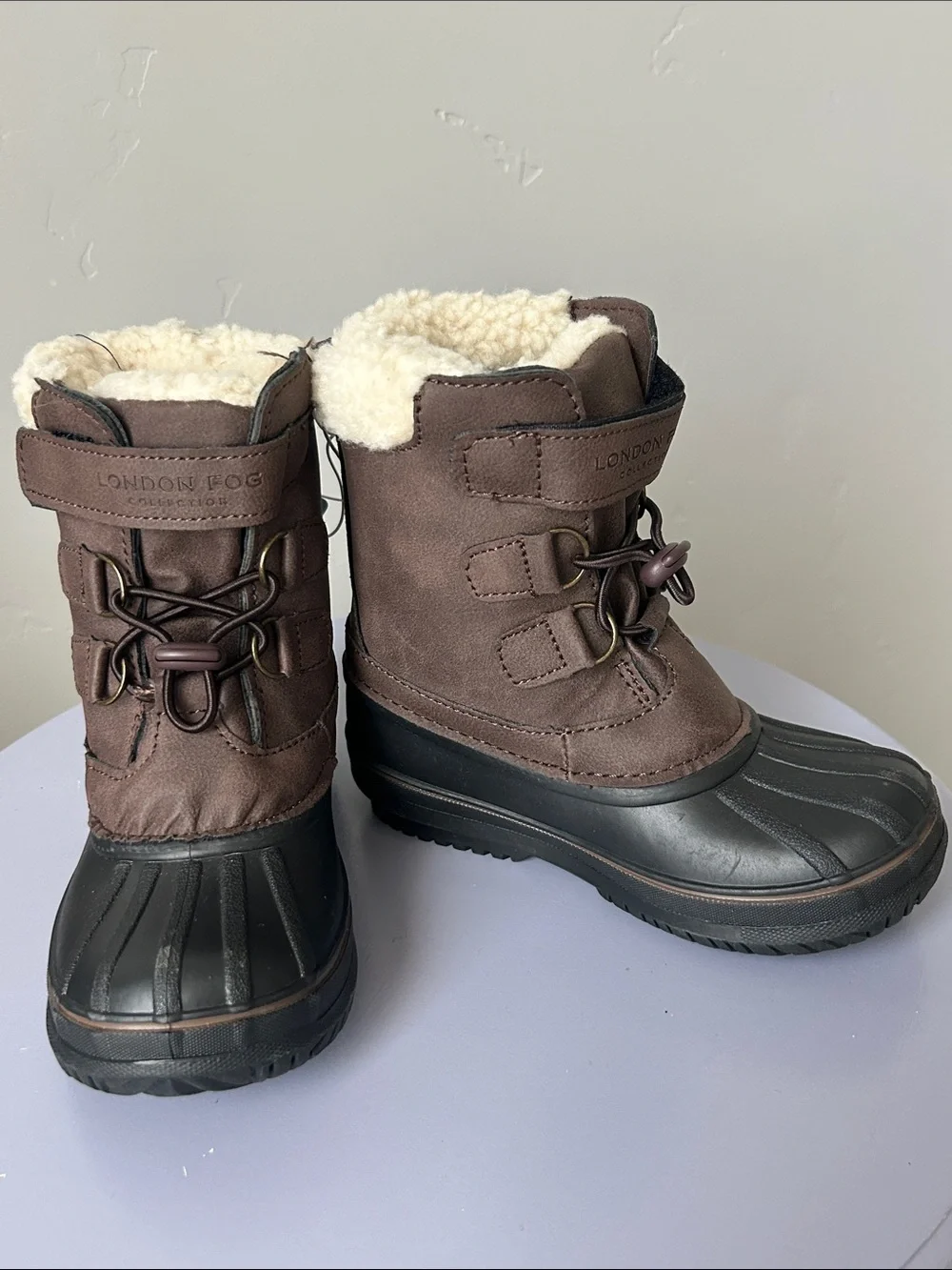 London Fog Collection Kids Brown Oxford Cold-Weather Snow Boots Sz 5 and 10